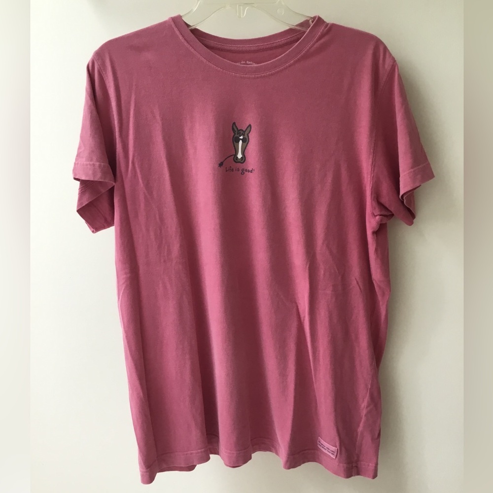 Life Is Good Pink Horse Short Sleeve Tee